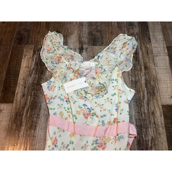LoveShackFancy Faith Silk Midi Dress In Floral Confetti Women’s Size 8 NWT - Picture 4 of 9